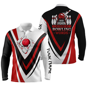 Custom bowling polo shirts for men I'm not swearing, I'm using my bowling words red bowl shirts NQS6633