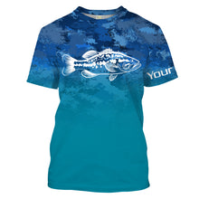 Load image into Gallery viewer, Largemouth Bass fishing blue camo ocean Customize Name UV Long Sleeve Fishing Shirts UPF 30+ NQS2183
