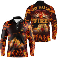 Load image into Gallery viewer, Flame bowling shirt custom name my balls are on fire bowling polo shirts for men, bowling jersey NQS4865