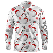 Load image into Gallery viewer, Funny Christmas golf ball pattern shirts custom mens christmas golf shirt, Xmas golf tops for men NQS6820