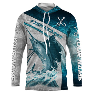 Personalized Sailfish Fishing jerseys blue water sea camo, Long Sleeve Fishing tournament shirts NQS3722