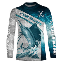 Load image into Gallery viewer, Personalized Sailfish Fishing jerseys blue water sea camo, Long Sleeve Fishing tournament shirts NQS3722