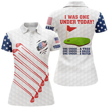 Load image into Gallery viewer, American flag golf clubs custom Womens golf polo shirt I was one under today one under tree bush water NQS6827