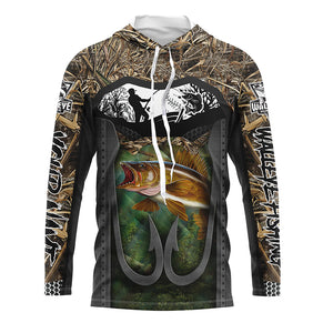 Walleye fishing Fish hook camo Customize name long sleeves UPF 30+ personalized gift for fisherman NQS832