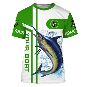 Marlin fishing Customize name and boat name fishing shirts for men, custom fishing apparel | Green - NQS3203