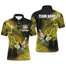 Load image into Gallery viewer, Mens polo bowling shirts Custom yellow lightning thunder Bowling Team Jersey, gift for team Bowlers NQS6378