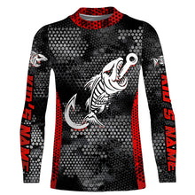 Load image into Gallery viewer, Fish reaper skull fish hook custom name sun protection long sleeve fishing shirts, fishing gifts NQS4329