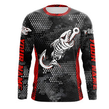 Load image into Gallery viewer, Fish reaper skull fish hook custom name sun protection long sleeve fishing shirts, fishing gifts NQS4329