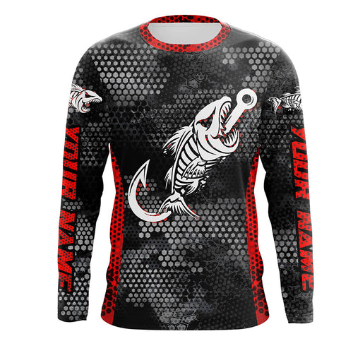 Fish reaper skull fish hook custom name sun protection long sleeve fishing shirts, fishing gifts NQS4329