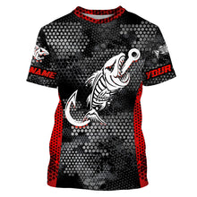 Load image into Gallery viewer, Fish reaper skull fish hook custom name sun protection long sleeve fishing shirts, fishing gifts NQS4329