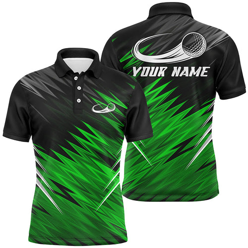 Mens golf polo shirts custom Green and black pattern shirt for mens, personalized golf gifts NQS6594