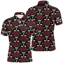 Load image into Gallery viewer, Mens golf polo shirts custom Christmas pattern shirts for mens, personalized Christmas golf gifts NQS6603