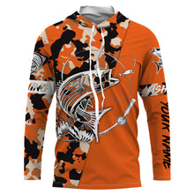 Load image into Gallery viewer, Custom Name striped bass fishing tattoos Camouflage Orange shirt Performance Fishing Shirt, Striper Fishing Jerseys NQS2507