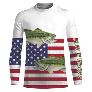 Largemouth Bass Fishing American Flag Patriotic 4th of July Customize name All over print shirts NQS476