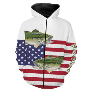 Largemouth Bass Fishing American Flag Patriotic 4th of July Customize name All over print shirts NQS476