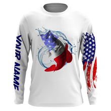 Load image into Gallery viewer, Largemouth bass fishing American flag patriotic Custom Name UV protection UPF 30+ fishing jersey NQS2972