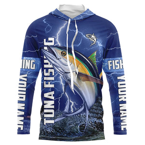 Tuna Fishing blue lightning jerseys custom performance Long Sleeve tournament fishing shirts NQS6413