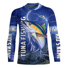 Load image into Gallery viewer, Tuna Fishing blue lightning jerseys custom performance Long Sleeve tournament fishing shirts NQS6413