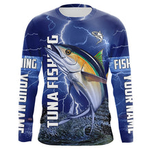 Load image into Gallery viewer, Tuna Fishing blue lightning jerseys custom performance Long Sleeve tournament fishing shirts NQS6413