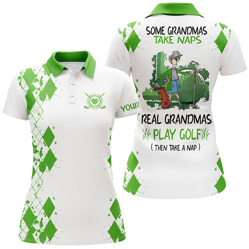 Womens golf polos shirts custom real granmas play golf take nap, golf gift for grandma | Multicolor NQS5297