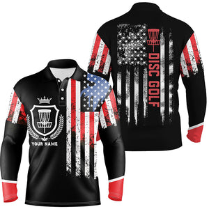 Disc golf basket American flag patriotic Men polo shirts custom disc golf shirt for men NQS4998