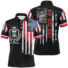 Load image into Gallery viewer, Disc golf basket American flag patriotic Men polo shirts custom disc golf shirt for men NQS4998