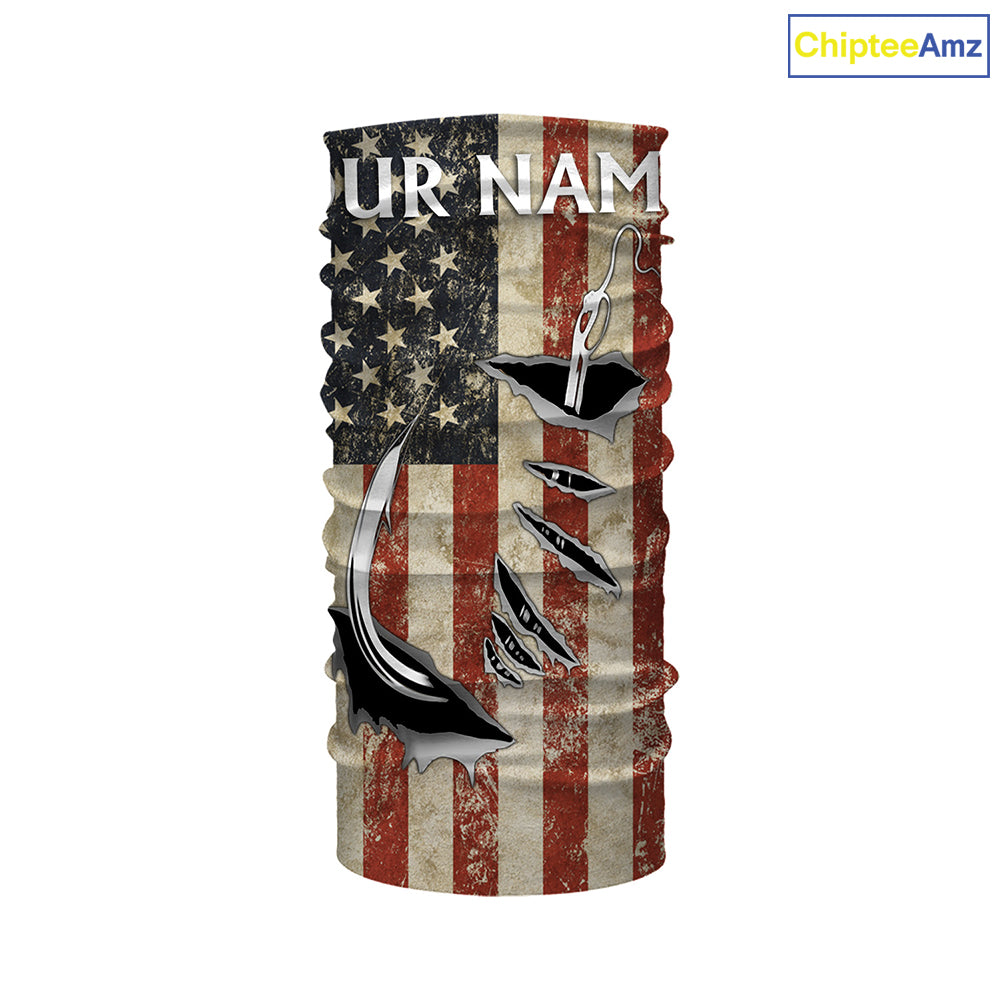 US Fishing Fish Hook American Flag patriotic UV protection custom long sleeves fishing apparel NQS1343
