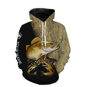 Walleye fishing customize name all over print shirts personalized fishing gift NQS228
