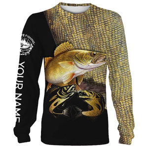 Walleye fishing customize name all over print shirts personalized fishing gift NQS228