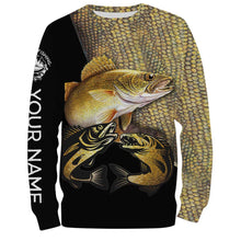 Load image into Gallery viewer, Walleye fishing customize name all over print shirts personalized fishing gift NQS228