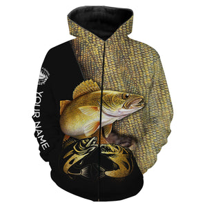 Walleye fishing customize name all over print shirts personalized fishing gift NQS228