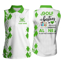 Load image into Gallery viewer, Womens sleeveless polo shirt custom golf besties drinking alone is just not as much fun| Multicolor NQS5305