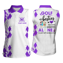 Load image into Gallery viewer, Womens sleeveless polo shirt custom golf besties drinking alone is just not as much fun| Multicolor NQS5305