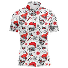 Load image into Gallery viewer, Men golf polo upf shirts funny Christmas skull pattern custom team golf polo shirts, golfer gifts NQS4407