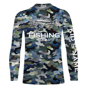Bass Fishing Squad Fishing Camo Customize Name 3D All Over Printed Fishing Shirts NQS373