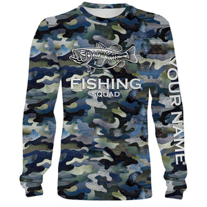 Bass Fishing Squad Fishing Camo Customize Name 3D All Over Printed Fishing Shirts NQS373