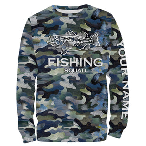 Bass Fishing Squad Fishing Camo Customize Name 3D All Over Printed Fishing Shirts NQS373