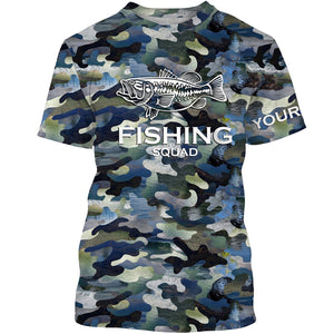 Bass Fishing Squad Fishing Camo Customize Name 3D All Over Printed Fishing Shirts NQS373