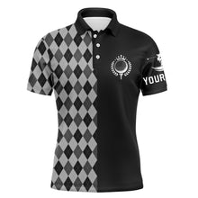 Load image into Gallery viewer, Personalized Golf Polo Shirts for Men Black pattern golf upf shirts, gifts for golf lovers NQS3337