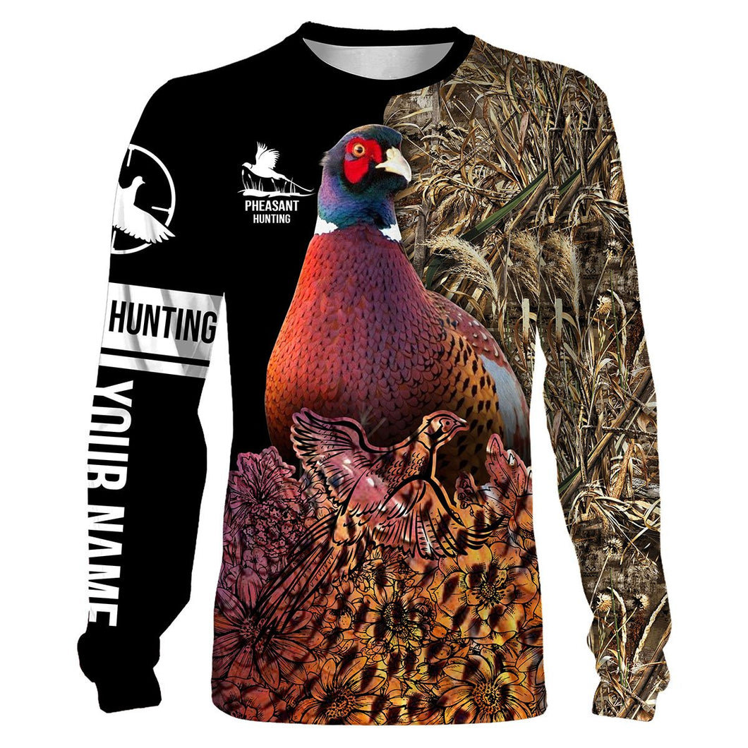 Pheasant Hunting Camo Customize Name 3D All Over Printed Shirts Personalized Hunting gift For Adult And Kid NQS631
