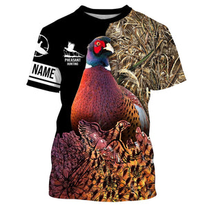 Pheasant Hunting Camo Customize Name 3D All Over Printed Shirts Personalized Hunting gift For Adult And Kid NQS631