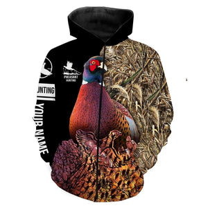 Pheasant Hunting Camo Customize Name 3D All Over Printed Shirts Personalized Hunting gift For Adult And Kid NQS631