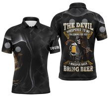 Load image into Gallery viewer, Black golf skull reaper Men golf polo shirts custom name the devil whispered to me, golf beer shirt NQS4418