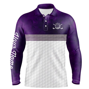 Purple and white Mens golf polo shirts custom name golf shirts for men, personalized golf gifts NQS6452