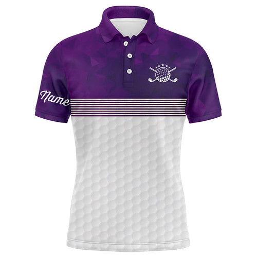 Purple and white Mens golf polo shirts custom name golf shirts for men, personalized golf gifts NQS6452