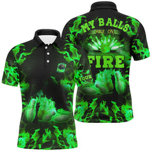 Load image into Gallery viewer, Green Flame bowling shirt custom my balls are on fire bowling polo shirts for men, bowling jerseys NQS6458