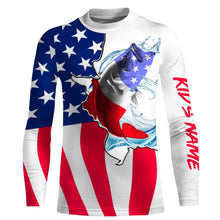 Load image into Gallery viewer, Largemouth Bass fishing American flag patriotic fishing Custom Name 3D tournament fishing shirts UV protection UPF 30+ NQS2540