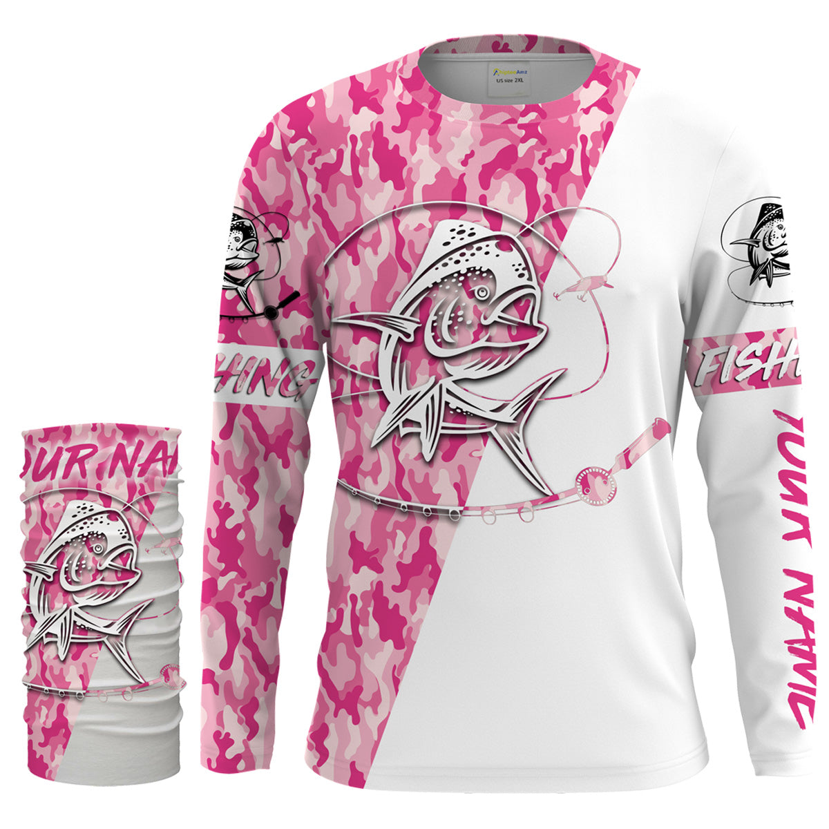 Mahi mahi fishing Pink girl camo Customize Name All Over Printed Shirts for women fishing NQS1712