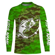 Load image into Gallery viewer, Largemouth Bass Fishing tattoo green camo Custom sun protection fishing shirts for men, women, kid NQS3354