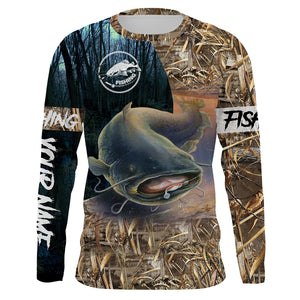 Catfish Fishing Camo custom performance fishing shirt UV protection quick dry UPF 30+ NQS617